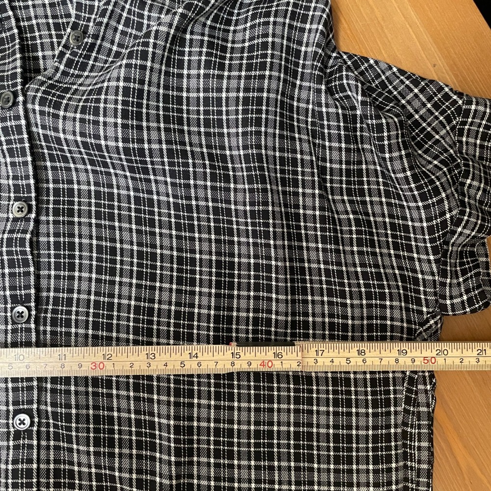 Madewell Central Shirt Dress Black Plaid Tulip Hem Button Front Viscose G1765 XS - Picture 9 of 10